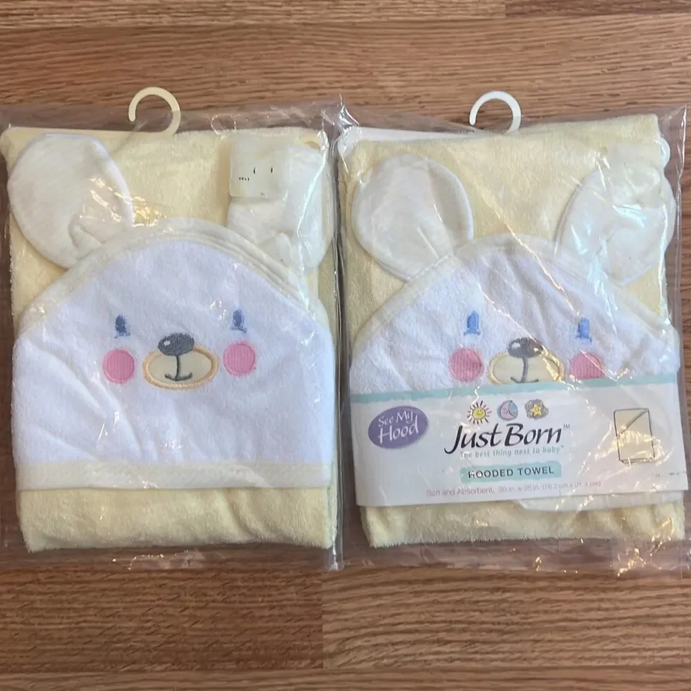 Vintage Just Born Hooded Towels for Infants